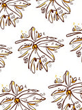 Brown Yellow Sketchy Floral Medallions Rug