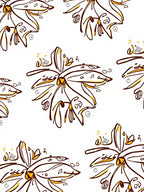 Brown Yellow Sketchy Floral Medallions Rug