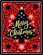 Crimson Christmas Tree Snowflakes Medallion Rug