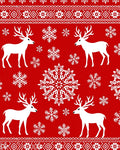 Bold Red White Reindeer Snowflake Festive Rug
