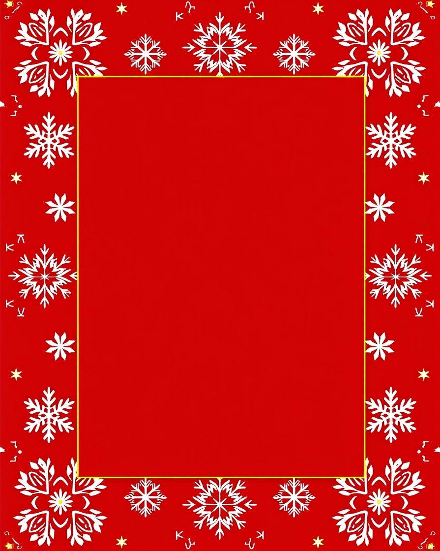 Red Snowflake Border Rug