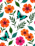 Bright Floral Butterfly Garden Vibe Rug