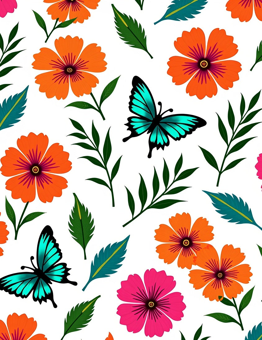 Bright Floral Butterfly Garden Vibe Rug