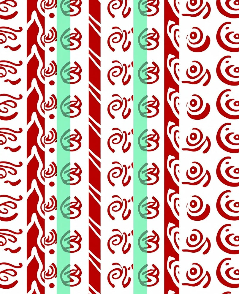 Red White Spiral Stripe Collage Rug