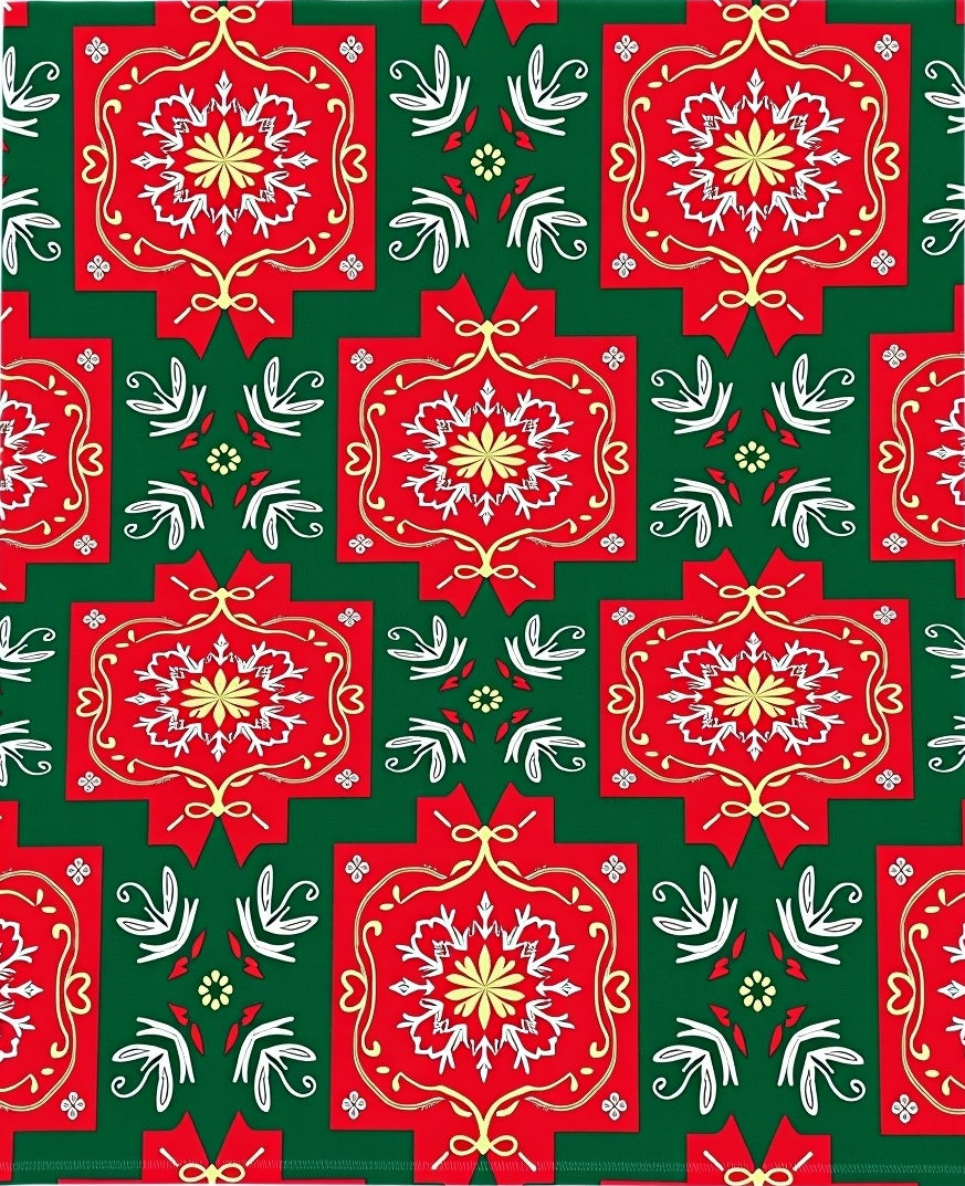 Crimson White Yellow Floral Medallion Rug
