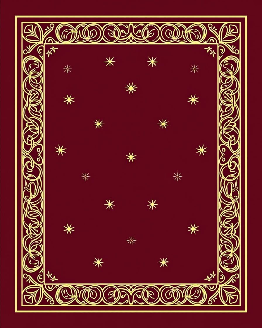 Deep Red Starry Night Regal Border Rug