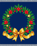 Festive Blue Wreath with Gold Bow Rug