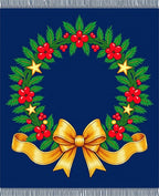 Festive Blue Wreath with Gold Bow Rug