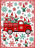 Red Truck Elves Snowflakes Christmas Rug