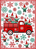Red Truck Elves Snowflakes Christmas Rug