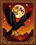 Crimson Crow Lunar Landscape Tapestry Rug