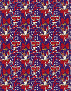 Crimson Golden Bows Abstract Whimsy Rug