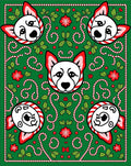 Festive Green Dog Candy Cane Collage Rug
