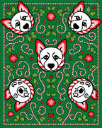 Festive Green Dog Candy Cane Collage Rug