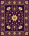Deep Plum Yellow Floral Medallion Rug