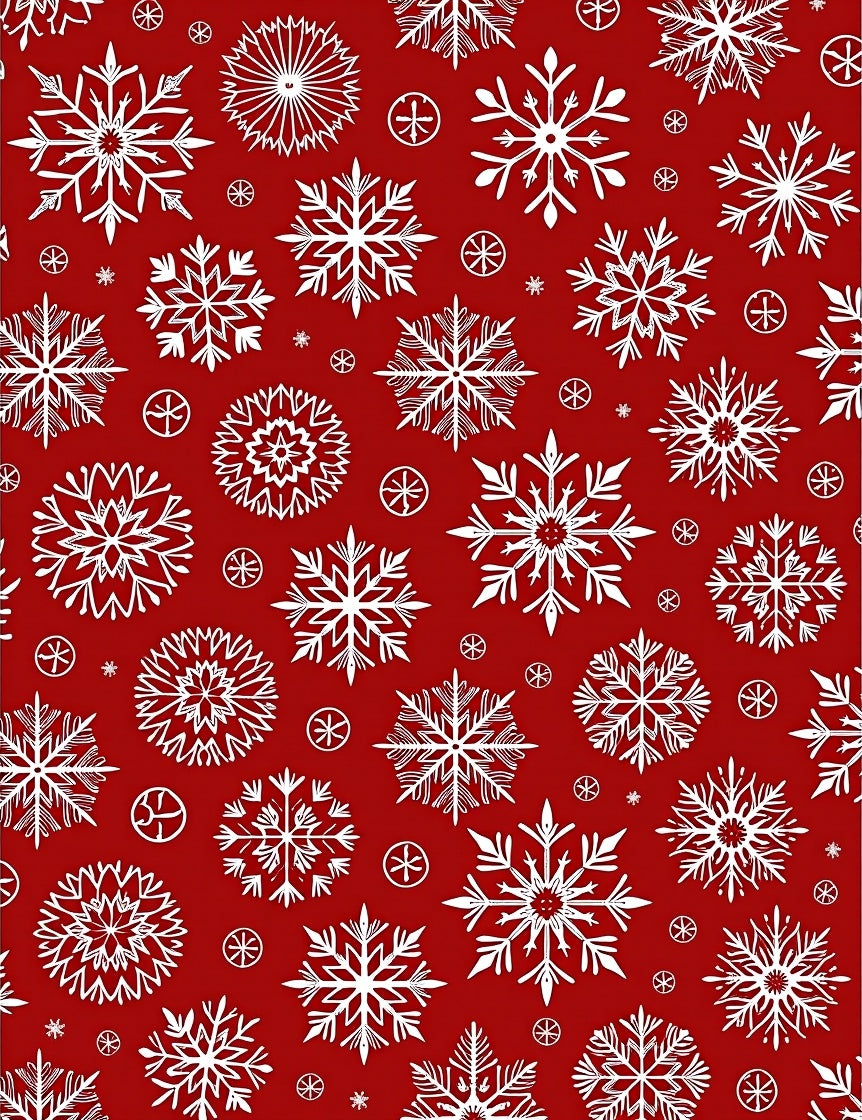 Red White Snowflake All Over Rug