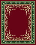 Deep Crimson Leafy Vine Border Rug