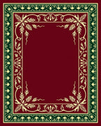Deep Crimson Leafy Vine Border Rug
