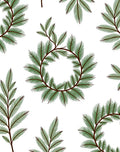Forest Green Pine Wreath Branches Rug