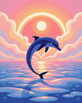 Ocean Dolphin Sunset Glow Rug