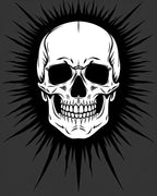 White Skull Sunburst Black Rug