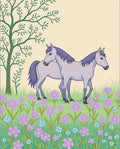 Two Horses Meadow Floral Field Rug