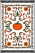 Orange Pumpkin Floral Vineyard Scroll Rug