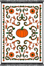 Orange Pumpkin Floral Vineyard Scroll Rug