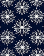 White Leafy Starburst Navy Rug