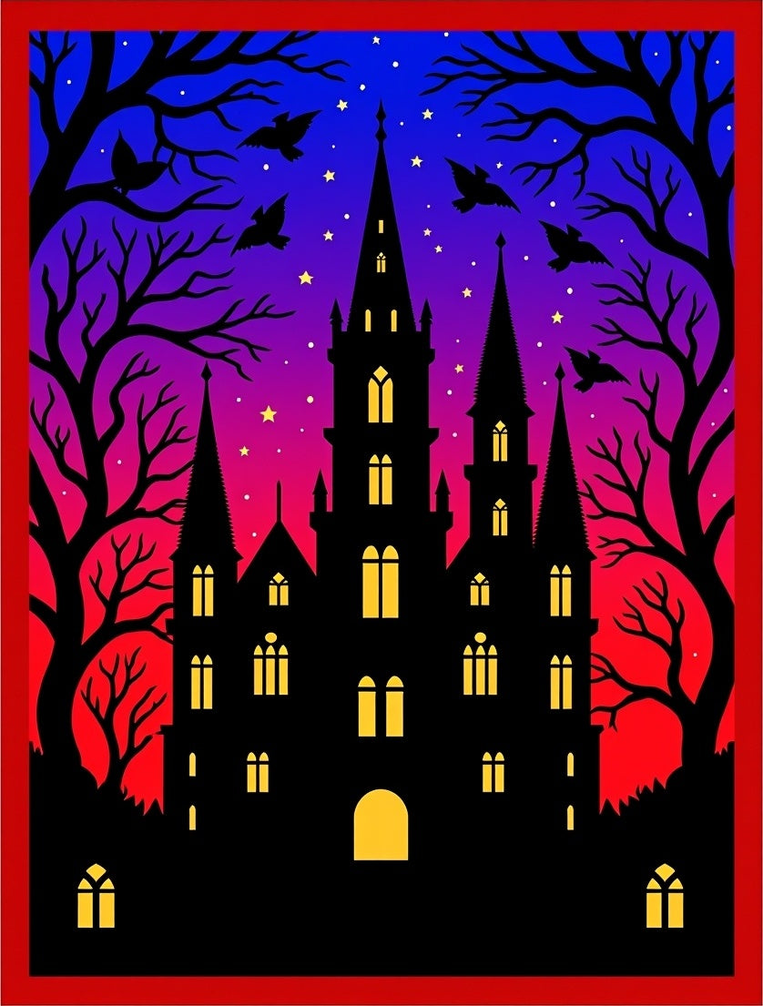 Gothic Castle Night Sky Gradient Rug