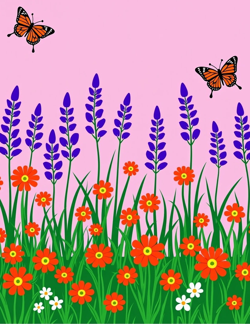 Whimsical Orange Floral Butterfly Garden Rug