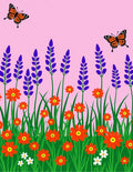 Whimsical Orange Floral Butterfly Garden Rug