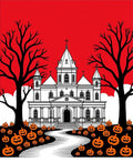 Spooky Haunted Mansion Pumpkin Scene Rug