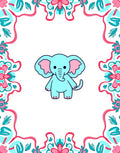 Charming Aqua Elephant Tribal Border Rug