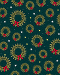 Golden Wreath Red Bow Stars Rug