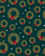Golden Wreath Red Bow Stars Rug