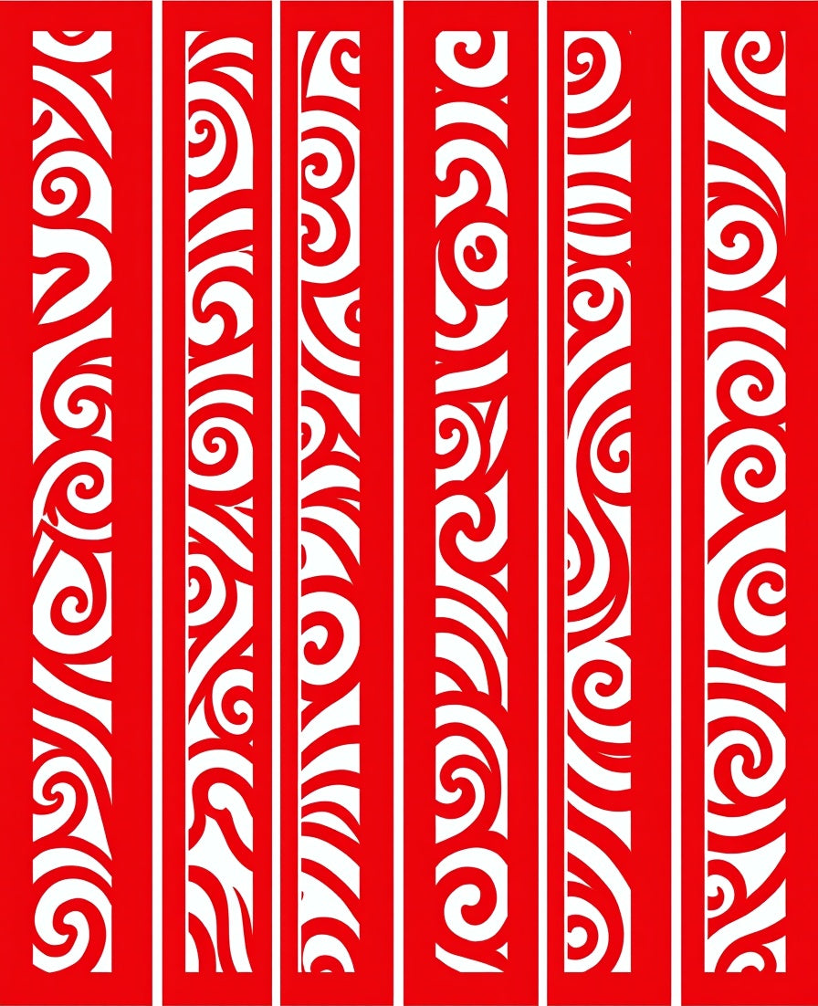 Bold Red Swirling Branches Rug