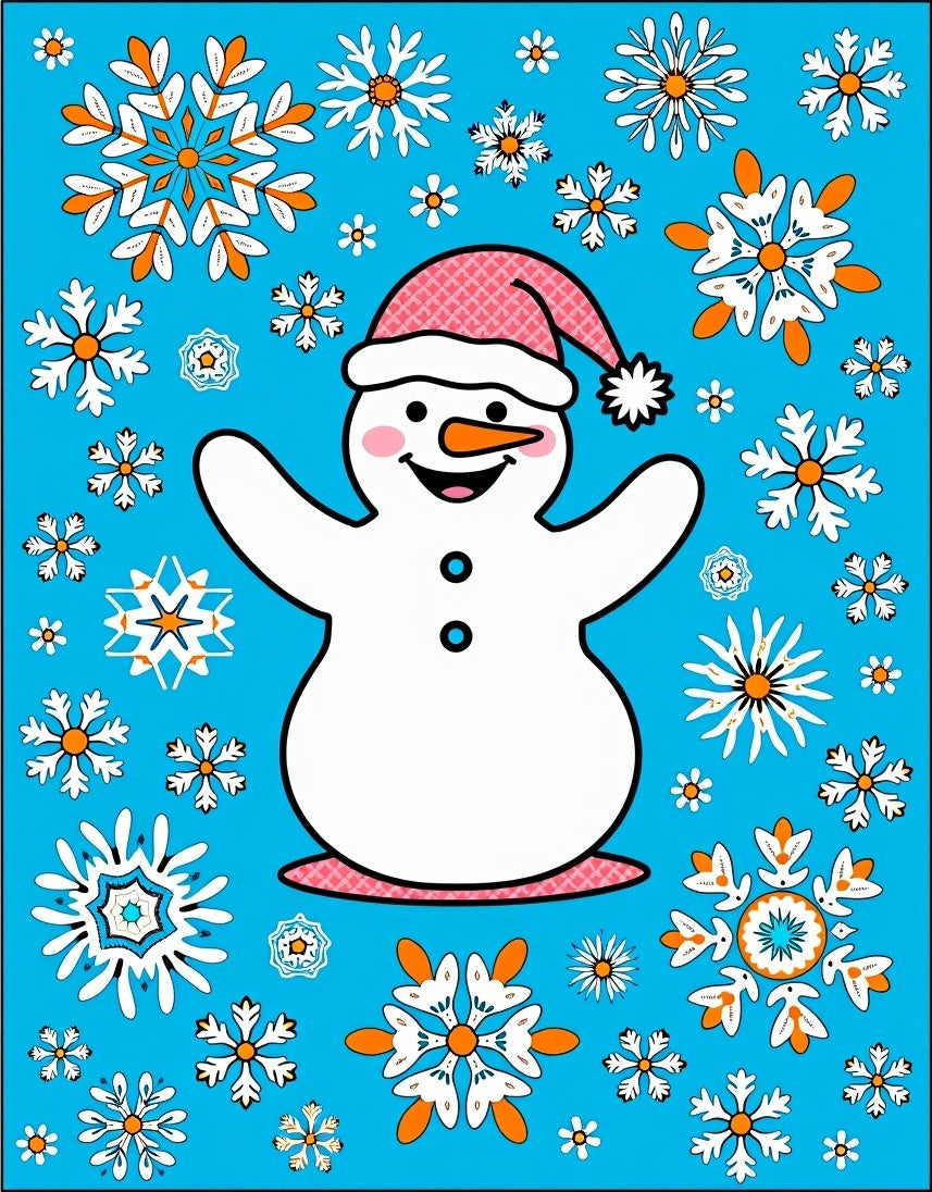 Fun Snowman Snowflake Holiday Accents Rug