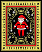Classic Festive Santa Claus Folk Art Rug