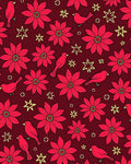 Crimson Floral Bird Whimsical Star Rug