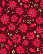Crimson Floral Bird Whimsical Star Rug