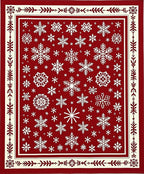 Crimson Snowflakes Bordered Festive Rug