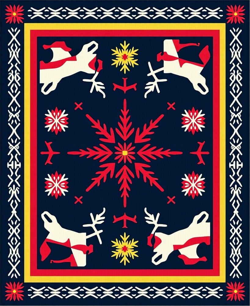 Bold Folk Art Animals Snowflake Rug
