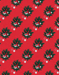 Festive Red Pine Holly Wreath Rug