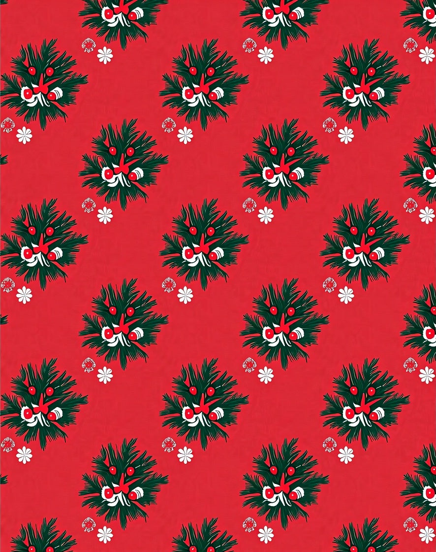 Festive Red Pine Holly Wreath Rug