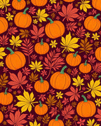 Autumn Pumpkin Leaf Collage Rug