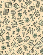 Whimsical Black Line Starburst Squares Rug