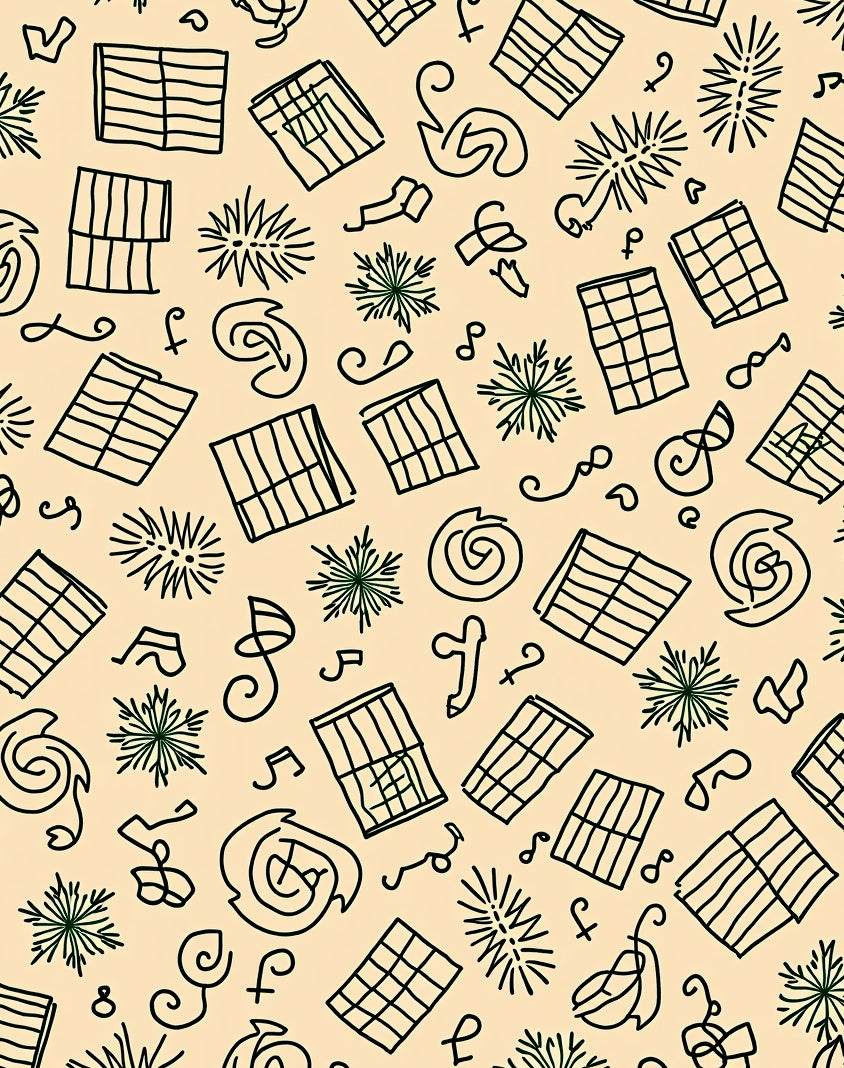Whimsical Black Line Starburst Squares Rug