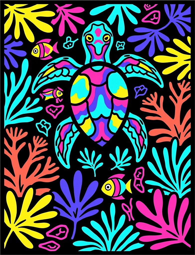 Colorful Sea Turtle Aquatic Life Rug