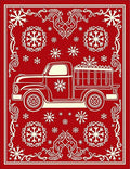 Retro Red Truck Snowflake Medallion Rug